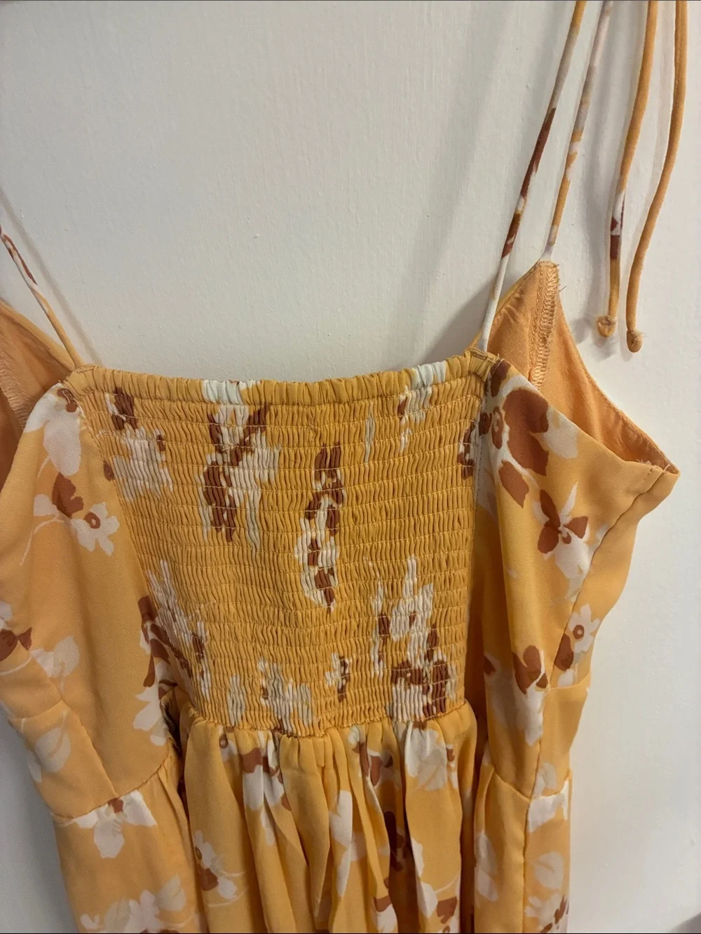 Abercrombie & Fitch Yellow Floral Adjustable Thin Straps Maxi Dress Sz S